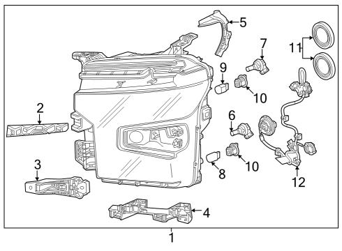 2024 Chevy Silverado 1500 Headlamp Components Diagram