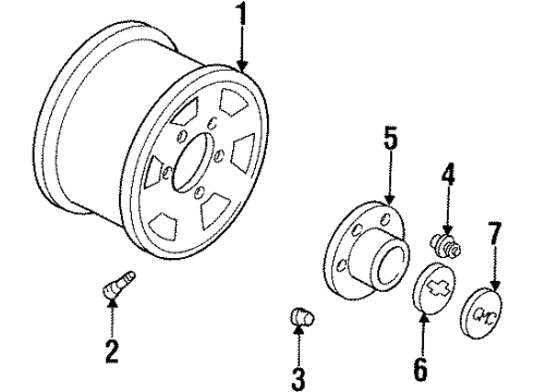 1993 Chevy K3500 Wheel Covers & Trim Diagram