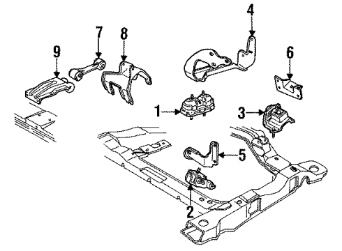1991 Oldsmobile Cutlass Ciera Engine & Trans Mounting Diagram