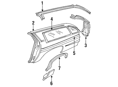 1991 Chevy Caprice Quarter Panel & Components Diagram