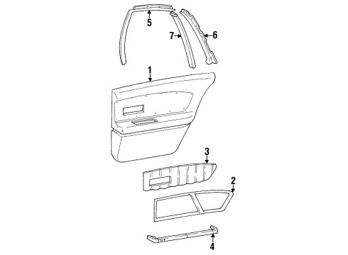 1992 Oldsmobile 98 Interior Trim - Rear Door Diagram