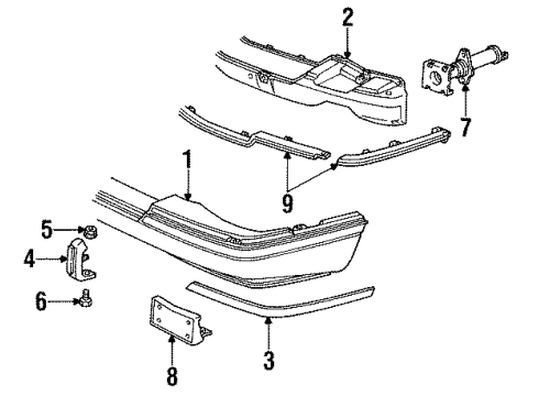 1997 Cadillac Seville Bumper & Components - Front Diagram