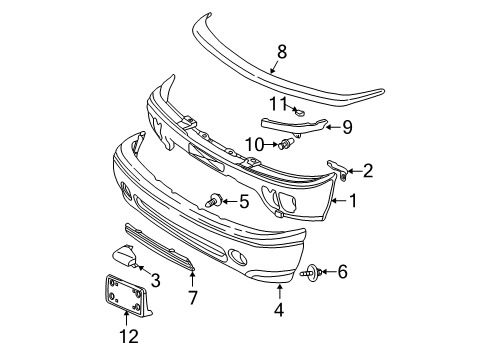 2002 GMC Sierra 1500 HD Bumper & Components - Front Diagram