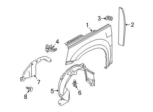 2009 Pontiac Torrent Fender, Front Outer Passenger Side Diagram for 25849188