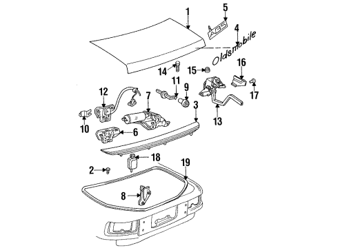 1998 Oldsmobile Achieva Lock Cylinder, Passenger Side Diagram for 15822408