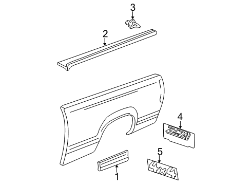 2005 Chevy Silverado 2500 HD Exterior Trim - Pick Up Box Diagram 5 - Thumbnail
