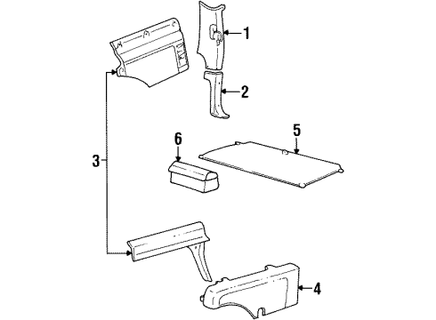 2000 GMC Yukon Quarter Trim Panel, Driver Side Diagram for 15742529