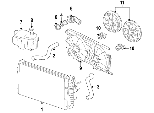 2009 Pontiac Vibe Fan Shroud Diagram for 88975774