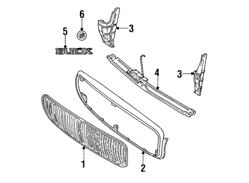 1992 Buick LeSabre Grille & Components Diagram