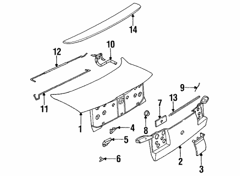 1995 Saturn SC2 Spoiler, Rear Diagram for 21095974