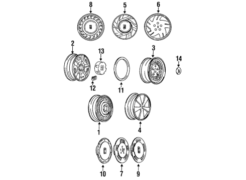 1989 Oldsmobile Cutlass Supreme Wheel Cover Diagram for 22530797