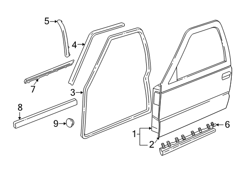 1994 Chevy S10 Door & Components Diagram