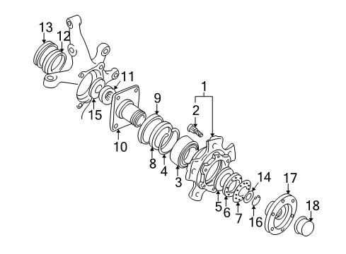 2003 Chevy Tracker Hub Assembly - Front Diagram 2 - Thumbnail