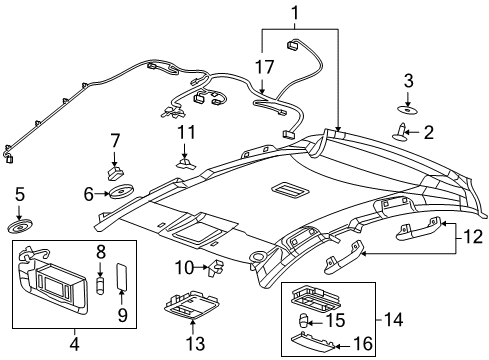 2016 Chevy Cruze Limited Sunvisor, Titanium Diagram for 95034253