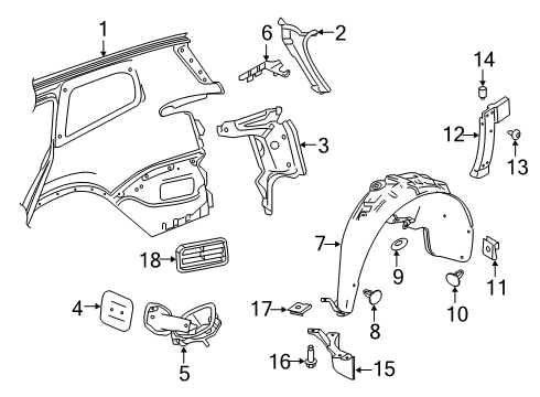 2025 Cadillac XT6 Quarter Panel & Components Diagram