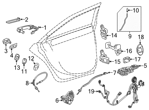 2017 Cadillac CT6 Handle Base, Front Driver Side Diagram for 13512734