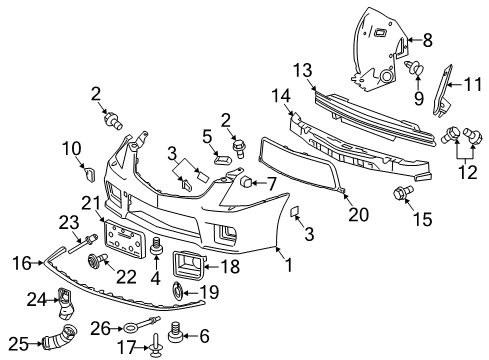 2012 Cadillac CTS Bumper & Components - Front Diagram 4 - Thumbnail