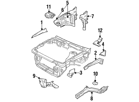 1993 Pontiac Grand Am Structural Components & Rails Diagram