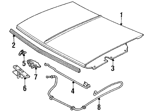 1985 Chevy Citation II Hood & Components Diagram