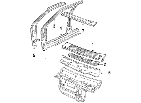 1985 Oldsmobile Firenza Rocker Panel, Passenger Side Diagram for 12395472