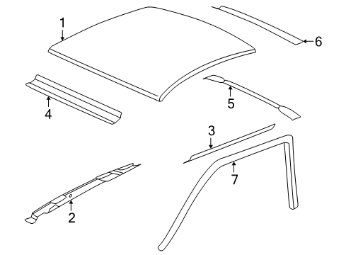 2000 Pontiac Sunfire Roof & Components Diagram
