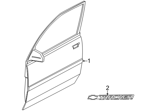 2001 Chevy Tracker Exterior Trim - Front Door Diagram