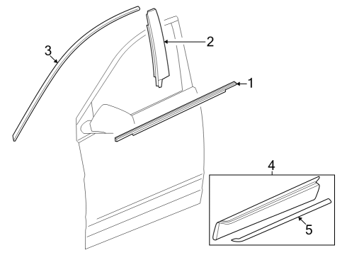 2025 Cadillac LYRIQ Exterior Trim - Front Door Diagram