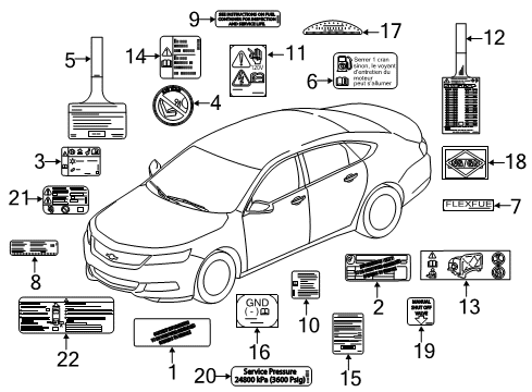 2016 Chevy Impala A/C Label Diagram for 20988810