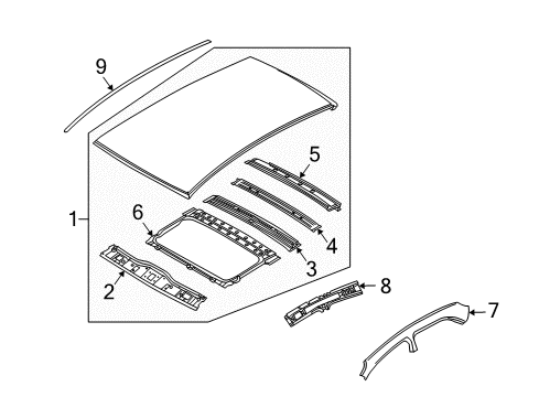 2009 Pontiac G3 Sunroof Reinforcement Diagram for 96533474