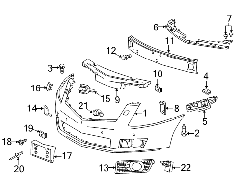 2013 Cadillac SRX Bumper & Components - Front Diagram