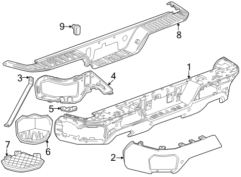 2024 Chevy Silverado 1500 Bumper & Components - Rear Diagram