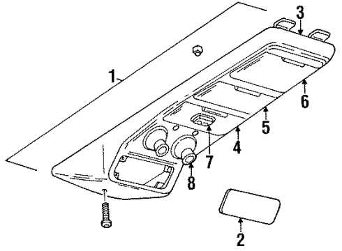 2000 GMC Yukon Roof Console Retainer Diagram for 10382915