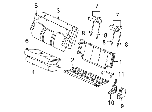 2006 Chevy Suburban 2500 Rear Seat Components Diagram 3 - Thumbnail