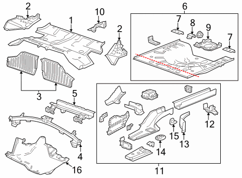 2013 Chevy Volt Rear Floor & Rails Diagram