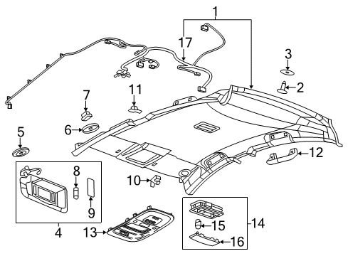 2014 Chevy Volt Sunvisor, Opel Gray, Driver Side Diagram for 22799874
