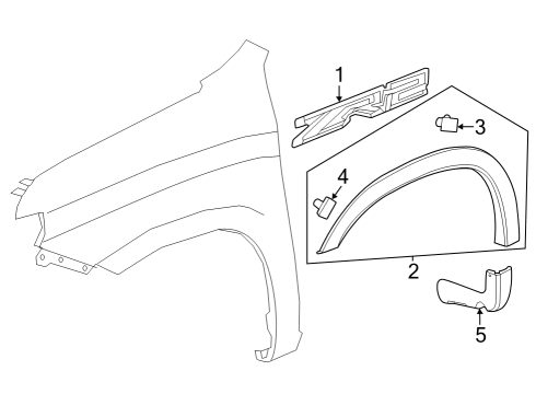 2023 Chevy Silverado 1500 Mud Guard, Black, Front Driver Side Diagram for 85528661