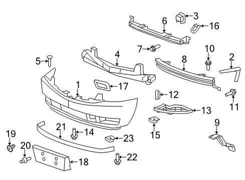 2011 Cadillac Escalade Bumper & Components - Front Diagram 2 - Thumbnail