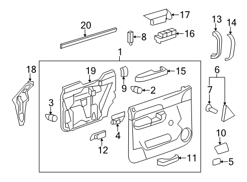 2012 Chevy Silverado 2500 HD Interior Trim - Front Door Diagram