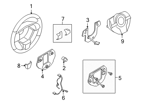 2008 Saturn Astra Steering Wheel & Trim Diagram