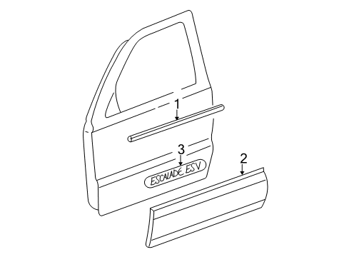 2003 Cadillac Escalade ESV Exterior Trim - Front Door Diagram