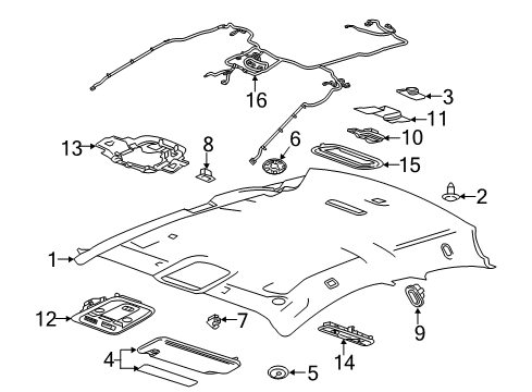 2014 Cadillac ELR Sunvisor Retainer, Passenger Side Diagram for 22941178