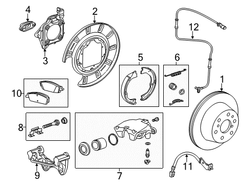 2017 Cadillac Escalade Brake Shoes Hardware Kit, Rear Diagram for 23299313