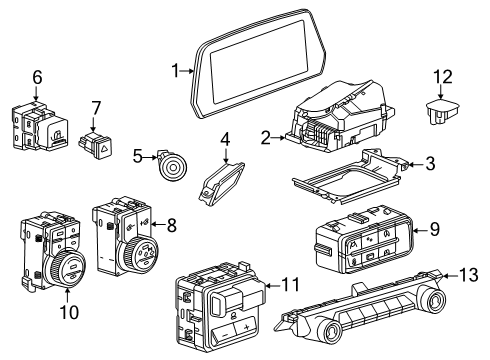 2025 Chevy Suburban Switch Assembly-Parking Brake Control *Jet Black Diagram for 86558795