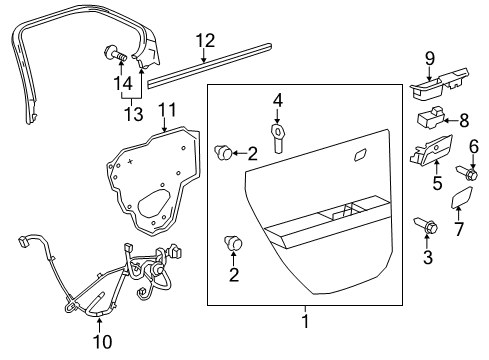 2010 Chevy Equinox Interior Trim - Rear Door Diagram