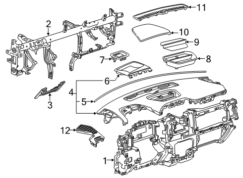 2024 GMC Sierra 1500 Instrument Panel Diagram