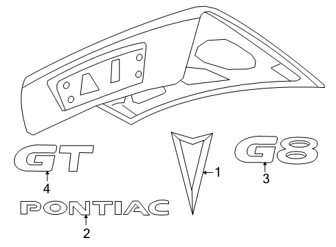 2008 Pontiac G8 Exterior Trim - Trunk Diagram