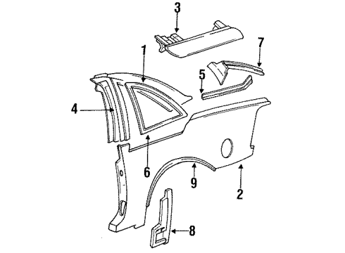 1996 Pontiac Grand Prix Quarter Panel & Components Diagram