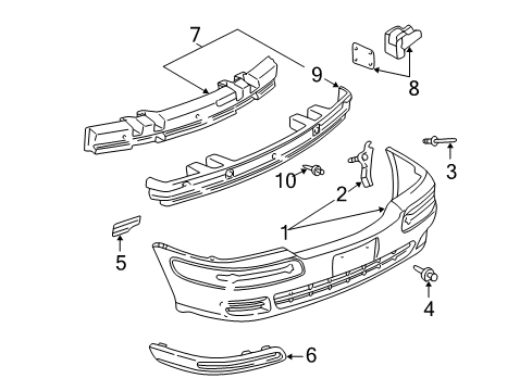 1999 Chevy Venture Bumper & Components - Rear Diagram