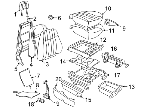2002 Pontiac Montana Front Seat Components Diagram