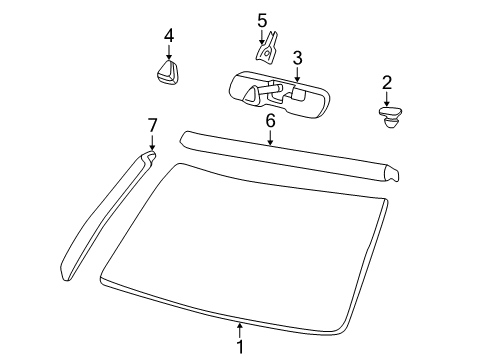 2006 Chevy Trailblazer EXT Glass - Windshield Diagram